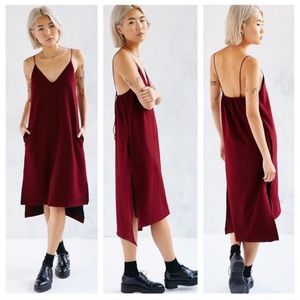 Burgundy V-Neck Adjustable Midi/Maxi Dress